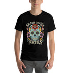 Death To My Forties RIP 40s Floral Skull 50th Birthday  Summer-ready Fabric T-Shirt