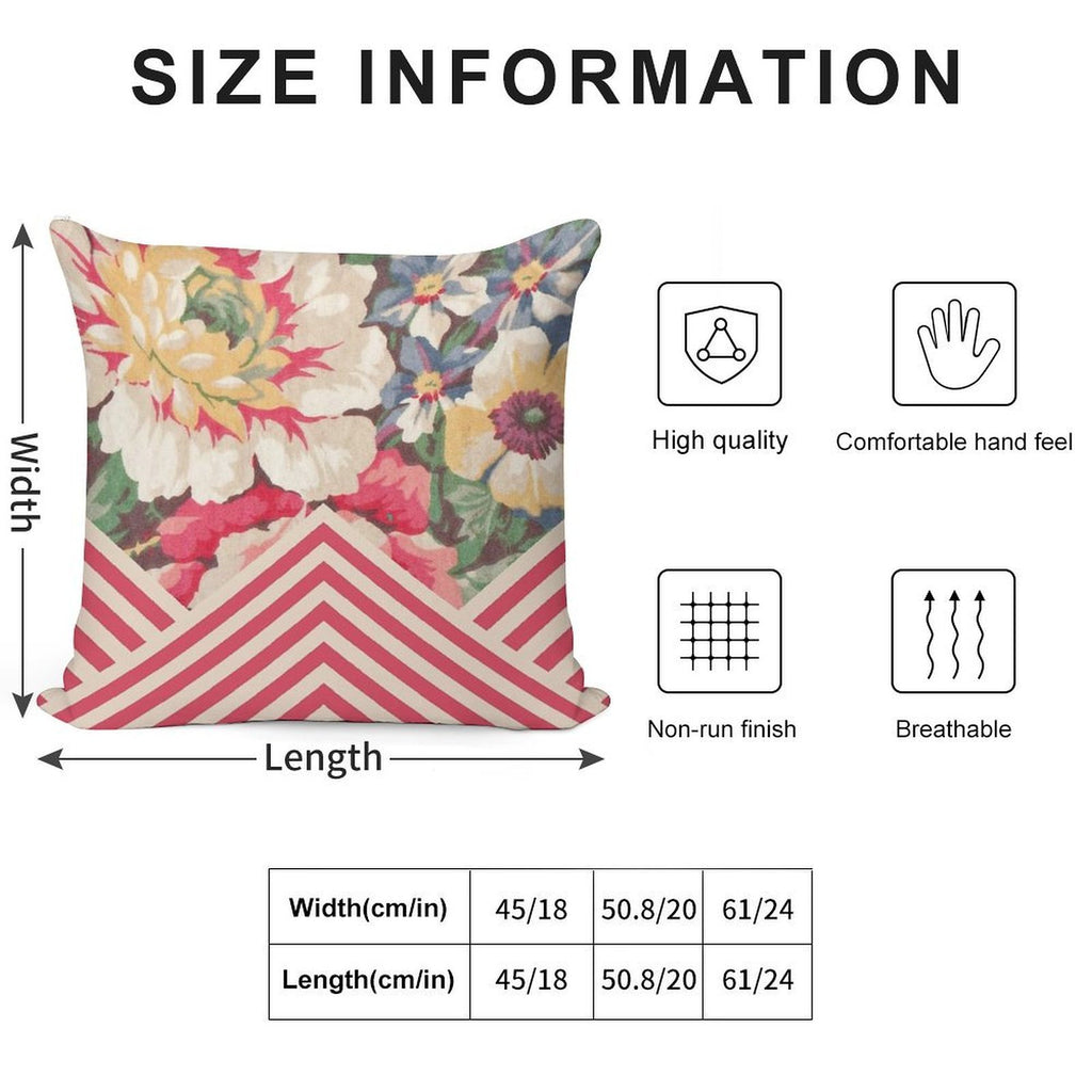 Candy Floral Chevron Soft Durable Construction Throw Pillow