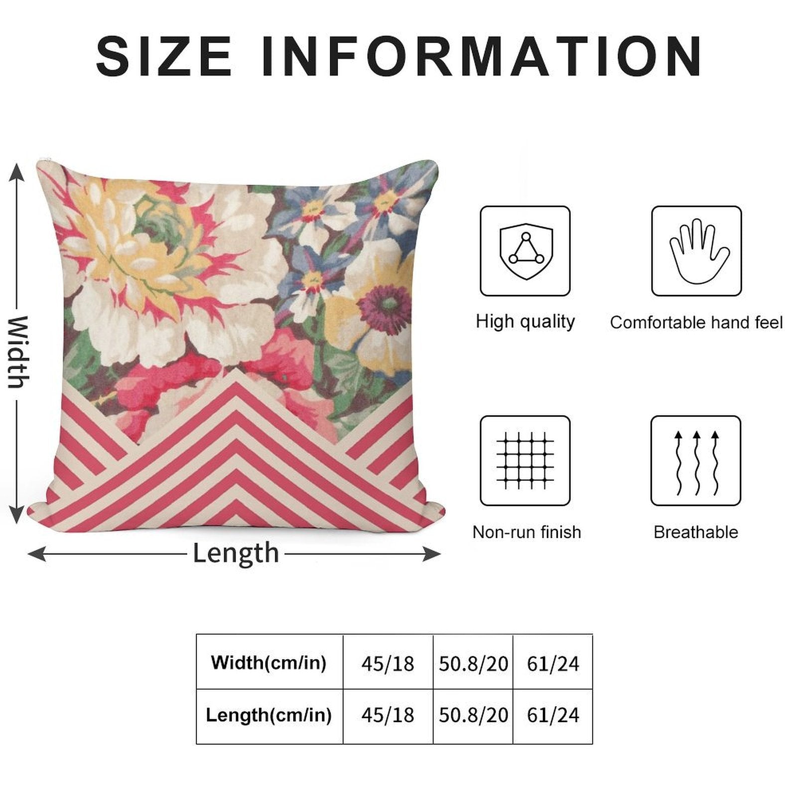 Candy Floral Chevron Soft Durable Construction Throw Pillow