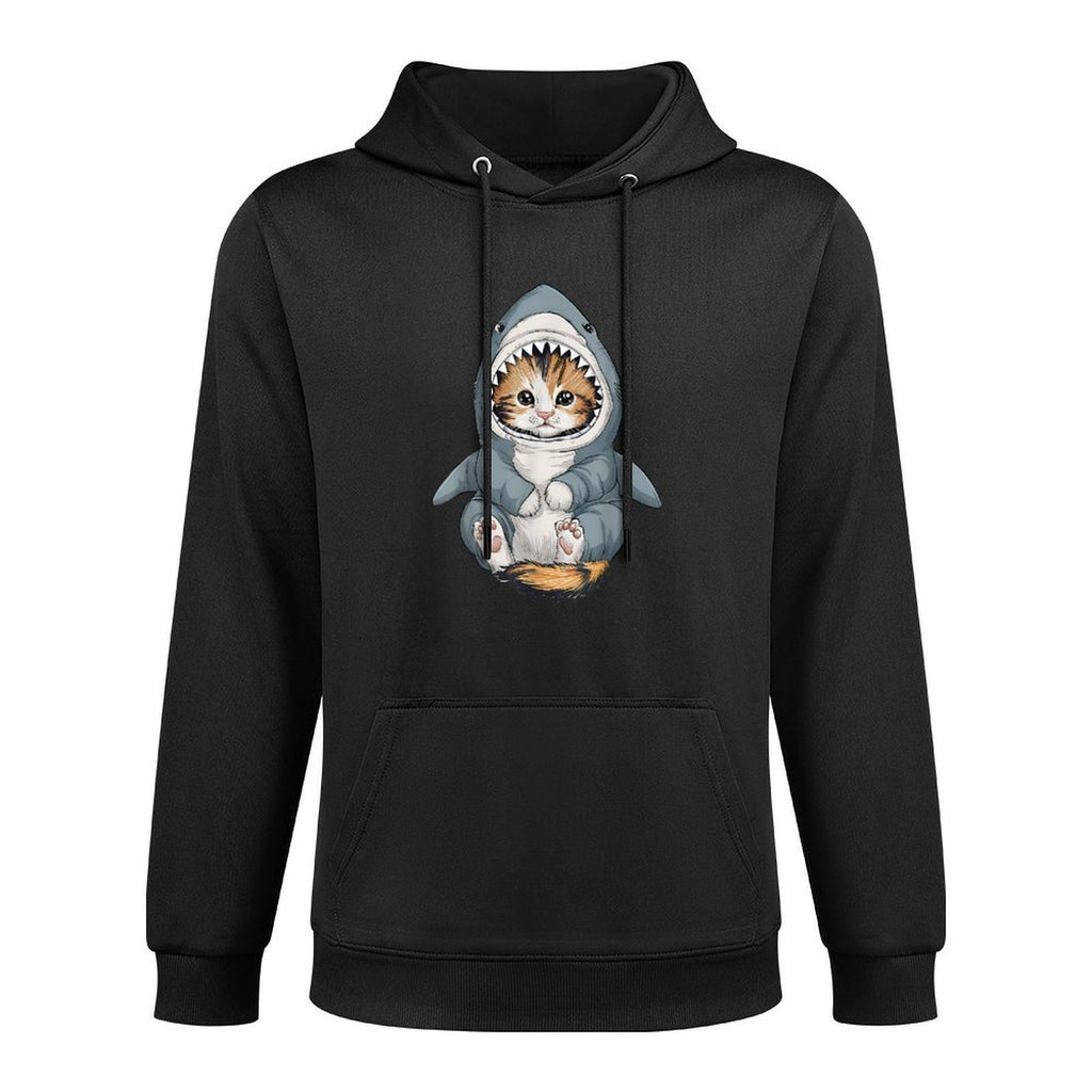 Cute Kitten in A Shark Costume Kitty My Cat Is A Shark Cotton-Polyester Blend Hoodie