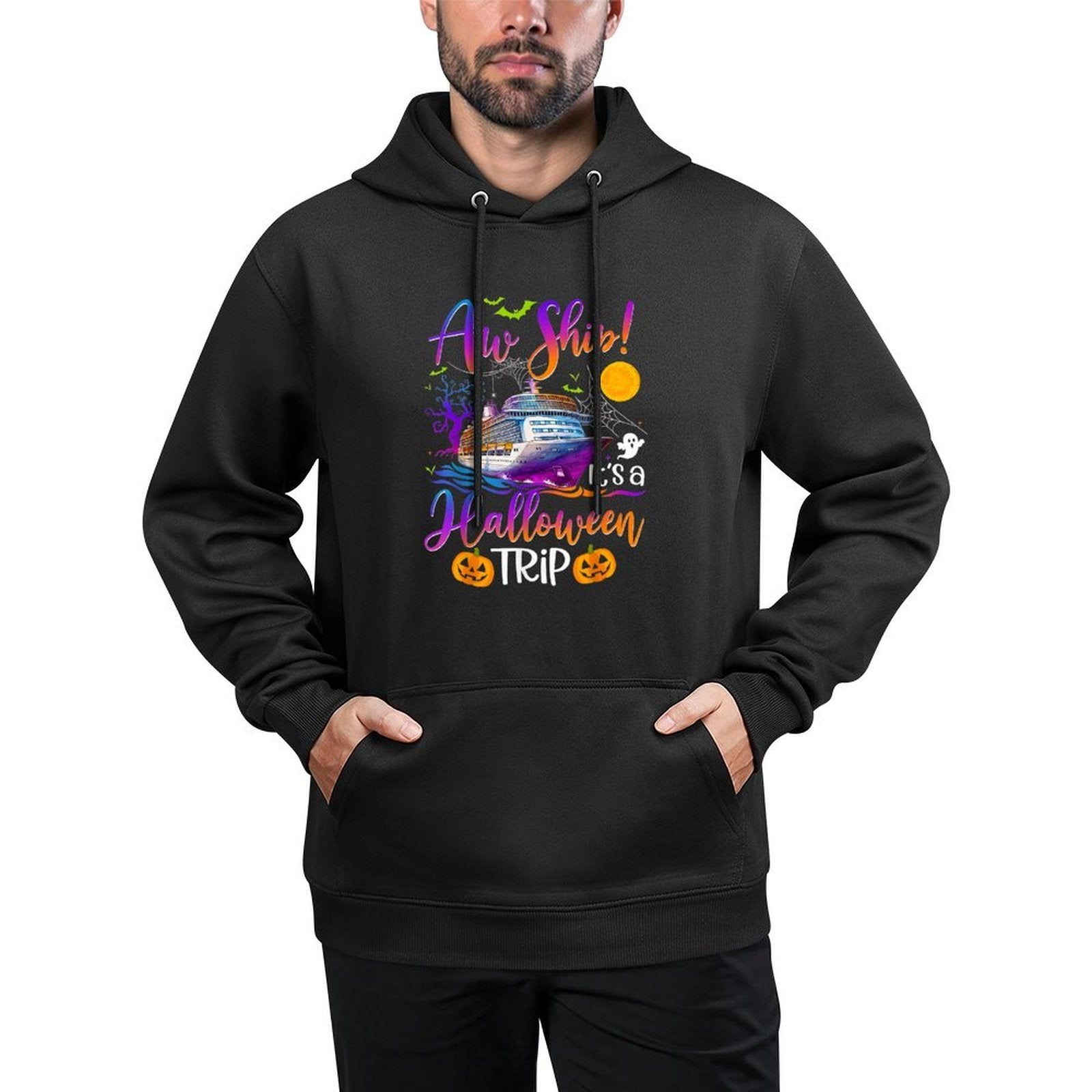 Aw Ship Halloween Family Cruise Crew Family Vacation Trip Kangaroo Pocket Hoodie