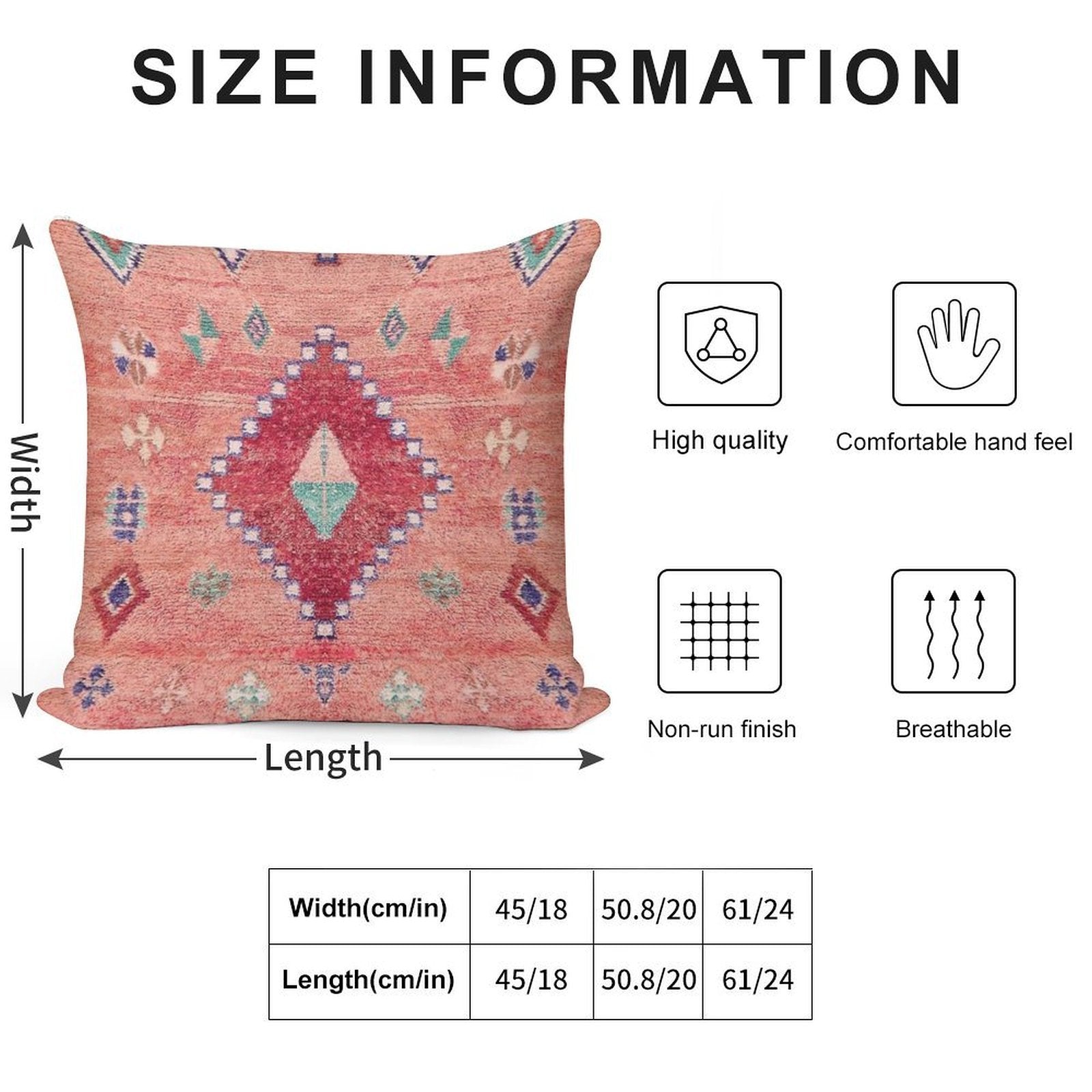 Heritage Moroccan Rug Style Design Soft Easy Maintenance Throw Pillow