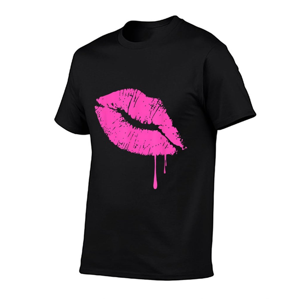 Hot Pink Lips Neon T-shirt 80s Kiss  Moisture-wicking T-Shirt