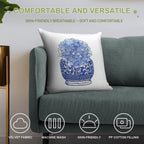 Blue And White Vase with Blue Hydrangeas Soft Hidden Zipper Throw Pillow