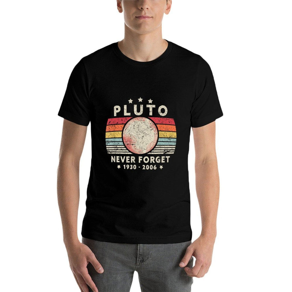 Never Forget Pluto. Retro Style Funny Space Science  Heathered Texture T-Shirt