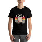 Never Forget Pluto. Retro Style Funny Space Science  Heathered Texture T-Shirt