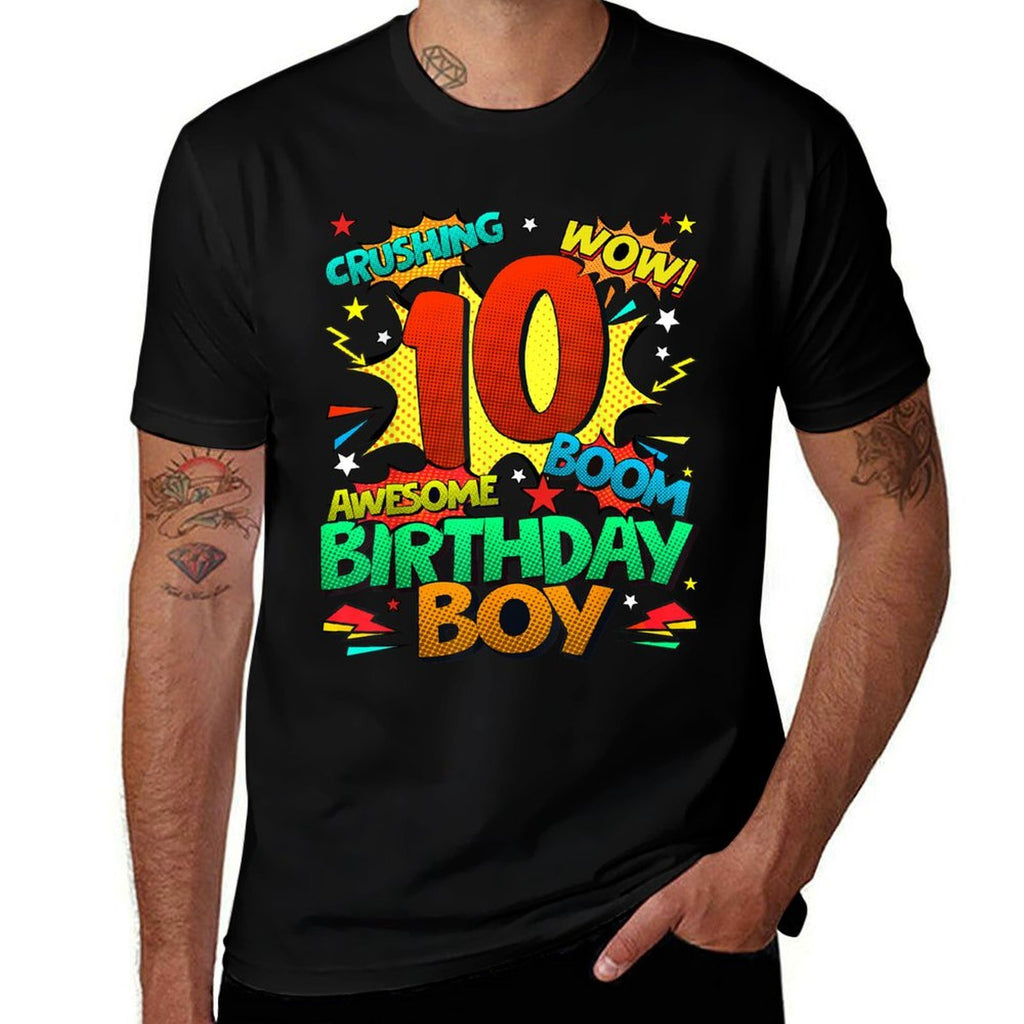 10th Birthday Kids Comic Style Kids Boys 10 Year Old Gifts  Vintage-inspired T-Shirt