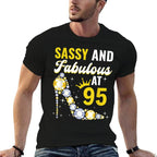 95th Birthday Woman Girl Sassy And Fabulous At 95  Oversized Silhouette T-Shirt