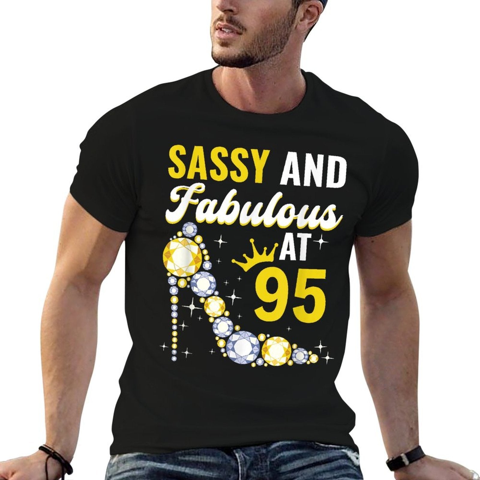 95th Birthday Woman Girl Sassy And Fabulous At 95  Oversized Silhouette T-Shirt