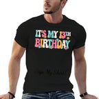 It's My 13th Birthday Party Groovy 13 Years Old Girl Sign My  Vintage-inspired T-Shirt