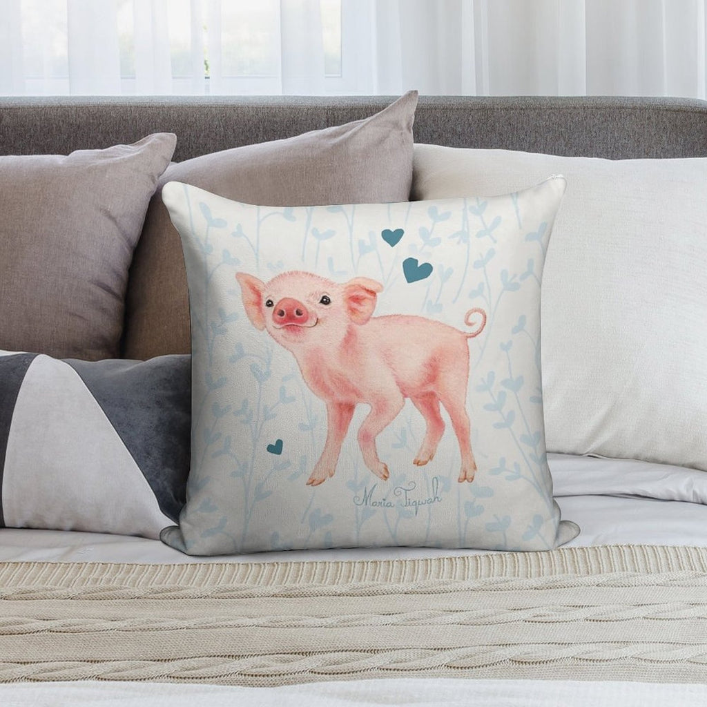Cute Piglet by Maria Tiqwah Soft Decorative Cover Throw Pillow