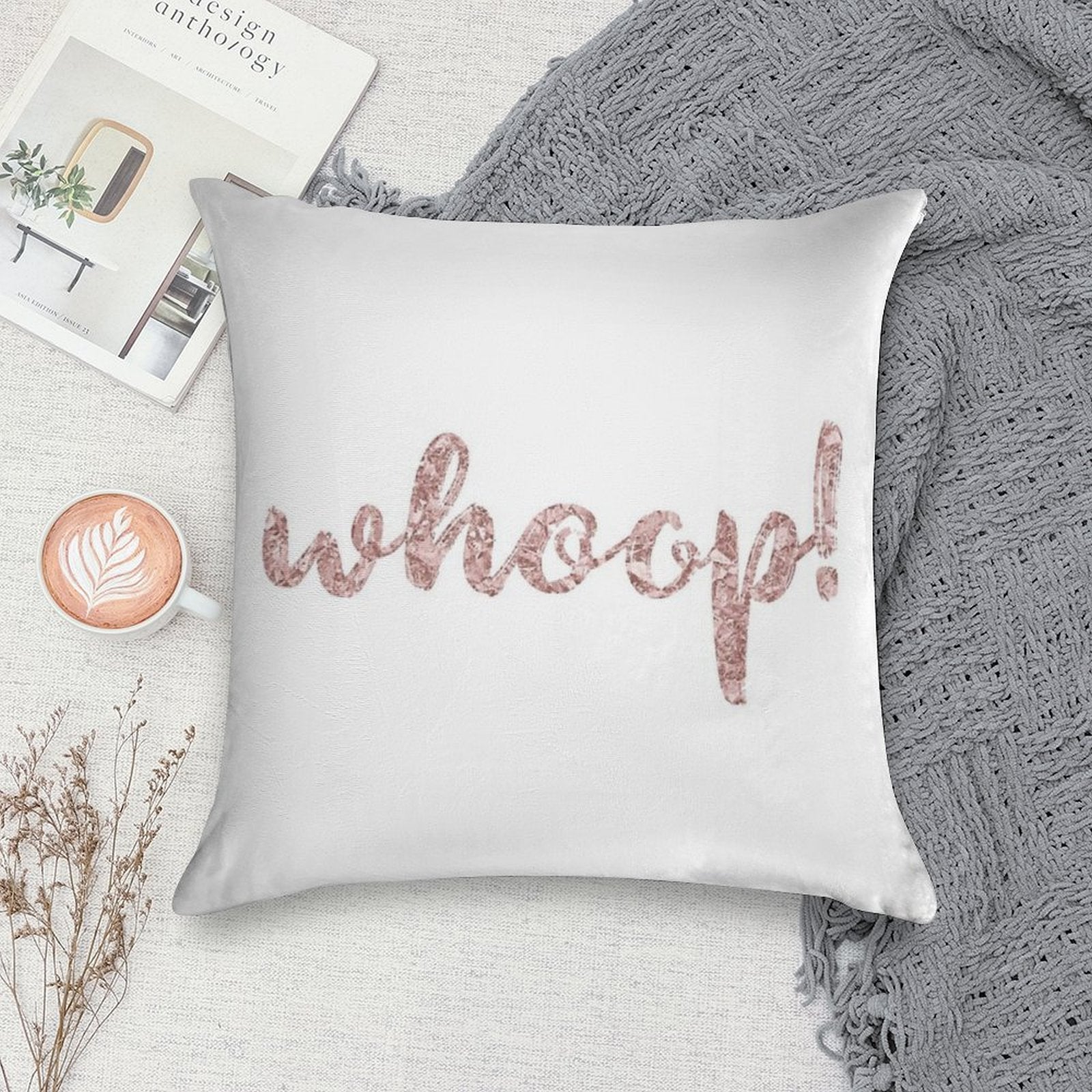 Whoop! Rose Gold Soft Luxury Feel Throw Pillow