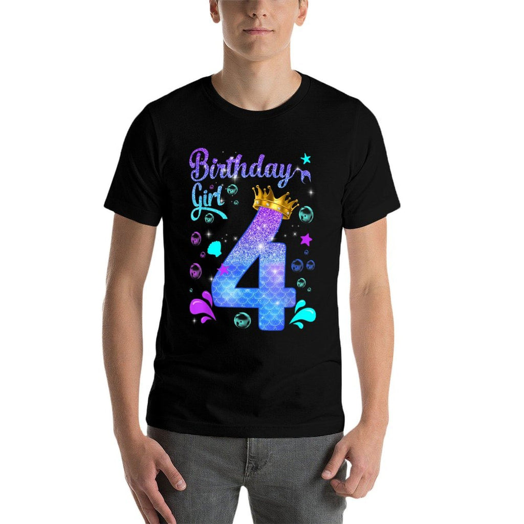 It's My 4th Bday Mermaid Funny Birthday Girls 4 Years Old  Oversized Silhouette T-Shirt
