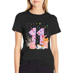 11th Birthday Girl Cute Cat Outfit 11 Years Old Bday Party  Classic T-Shirt