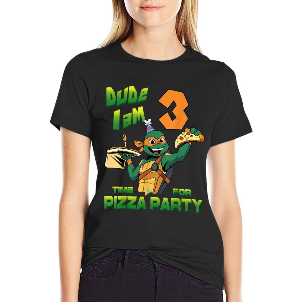 Mademark Xnage Mutant Ninja Turtles - Dude I Am 3 Years Old Mikey Pizza Birthday Party  Affordable Price T-Shirt