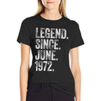 50th Birthday June Born 50 Years Legend Since 1972  Graphic-printed T-Shirt