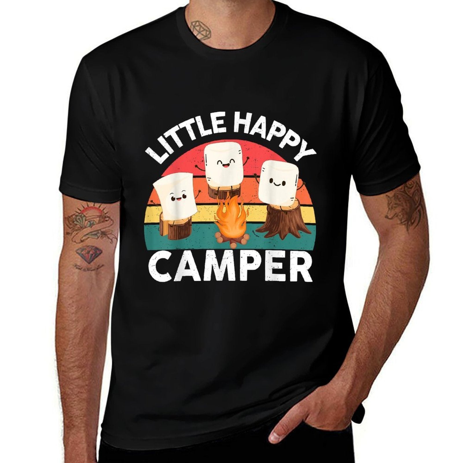 Happy Marshmallow Camper-Shirt Kids Toddler Boy Cute Camping  Vintage-inspired T-Shirt