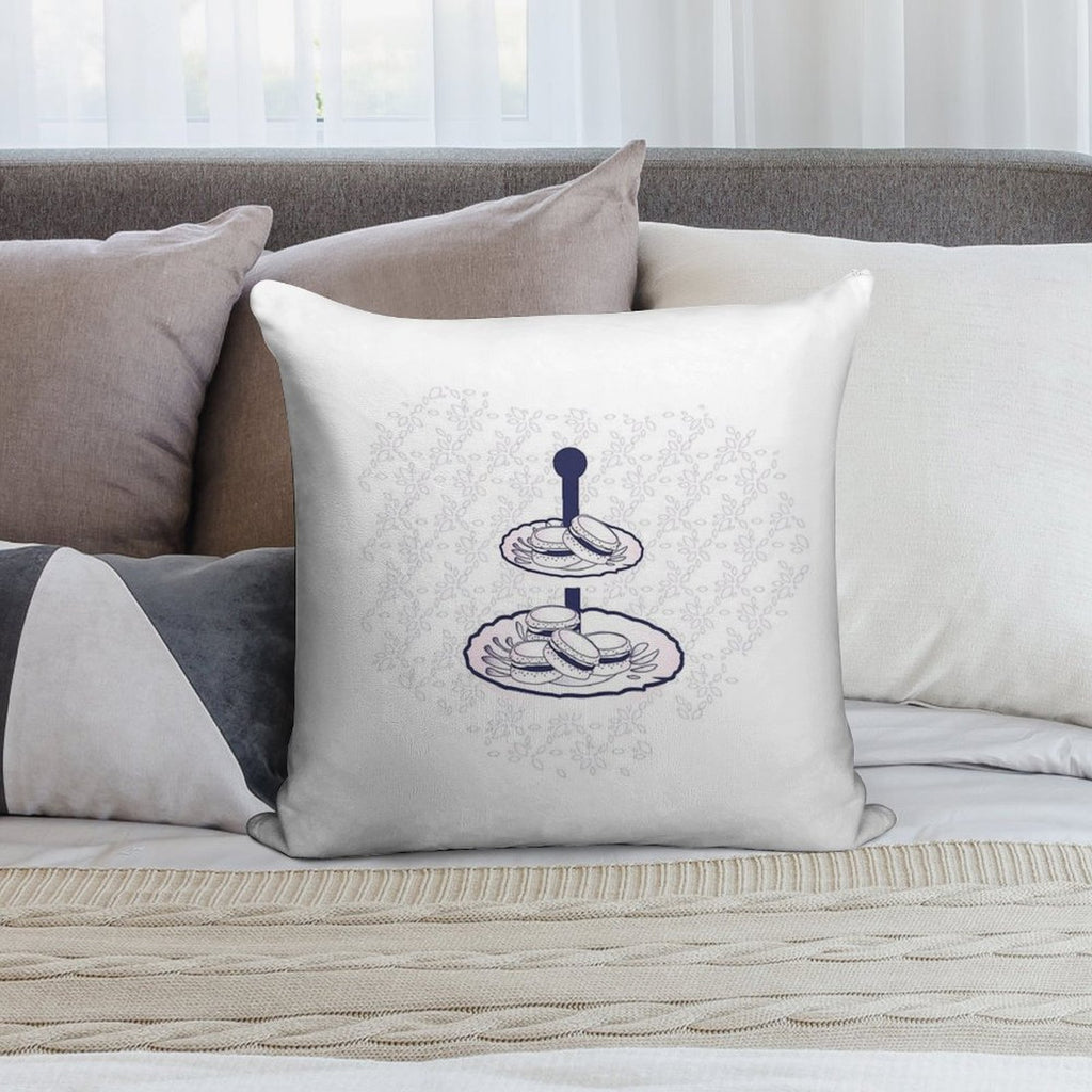 Macaron Display with Blue Outline Soft Anti-Pilling Throw Pillow