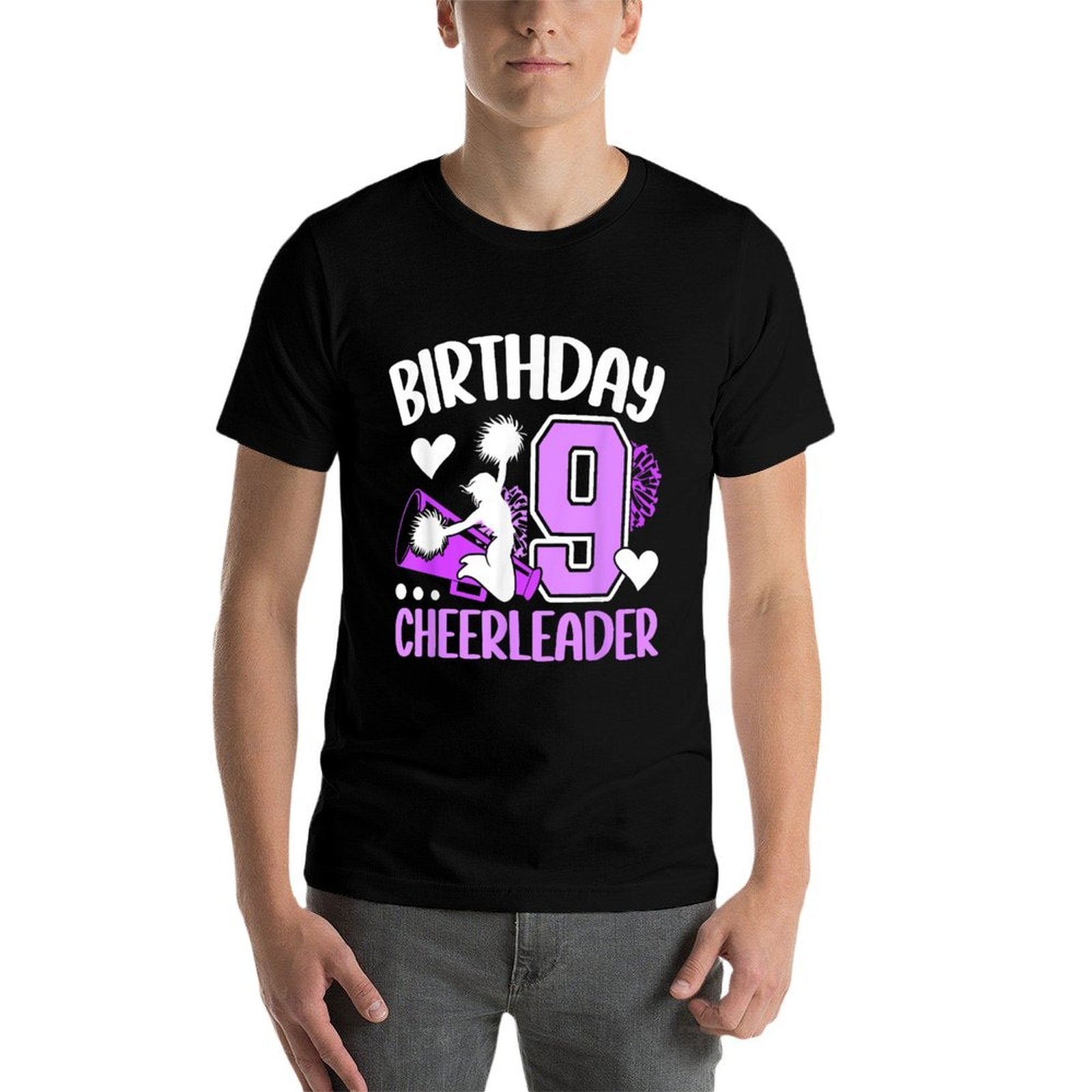 9th Cheer Birthday Party 9 Year Old Cheerleader  Durable T-Shirt