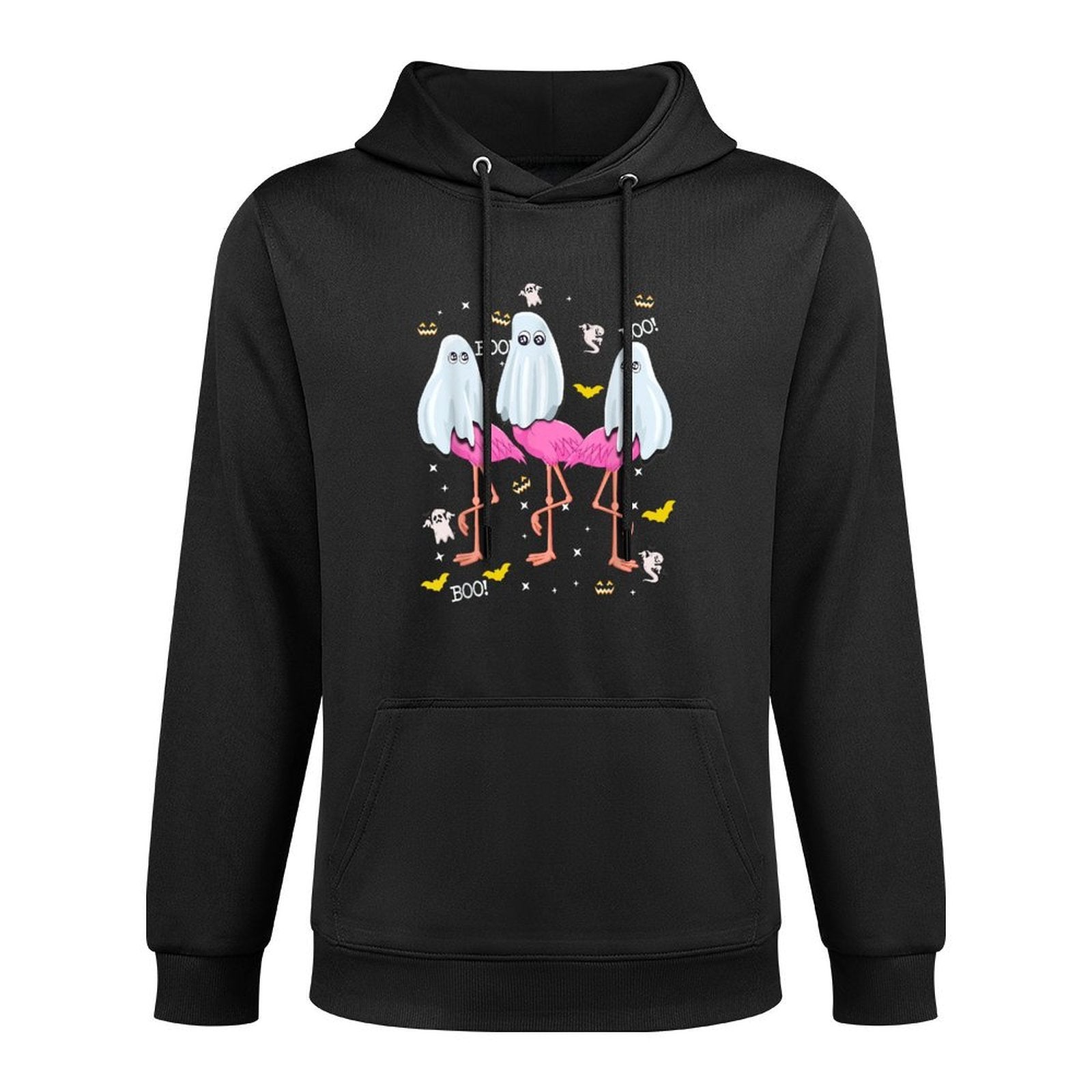 Funny Flamingo Boo Halloween Party Medium-Weight Fabric Hoodie