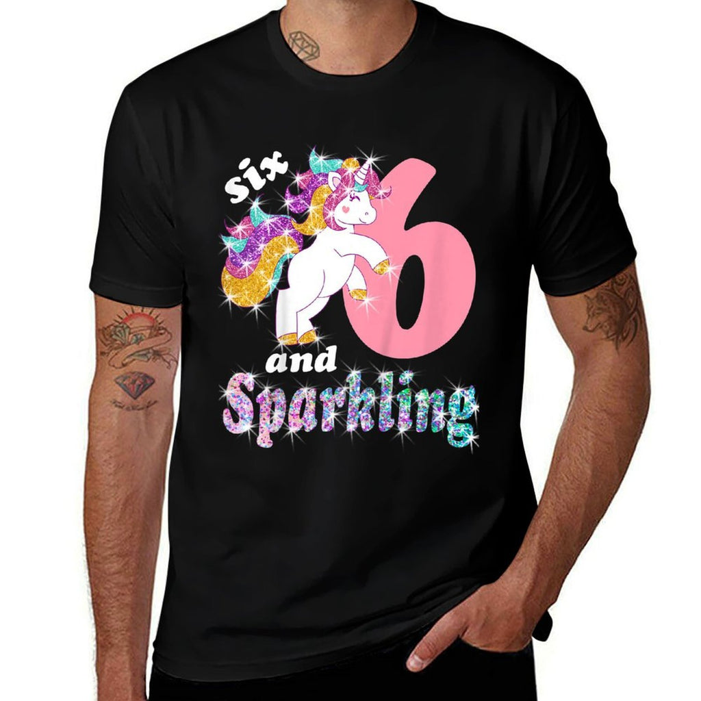 Kids 6 & Sparkling Unicorn Birthday 6 Years Old for Girls  Versatile T-Shirt