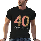 40 Years And Fabulouse 40th Birthday Leopard  Graphic-printed T-Shirt