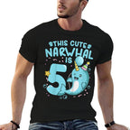 Kids 5th Birthday Narwhal Five Years Old  Versatile T-Shirt