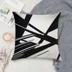 Abstract Geometric Black And White 77 Soft Short Plush Fabric Throw Pillow