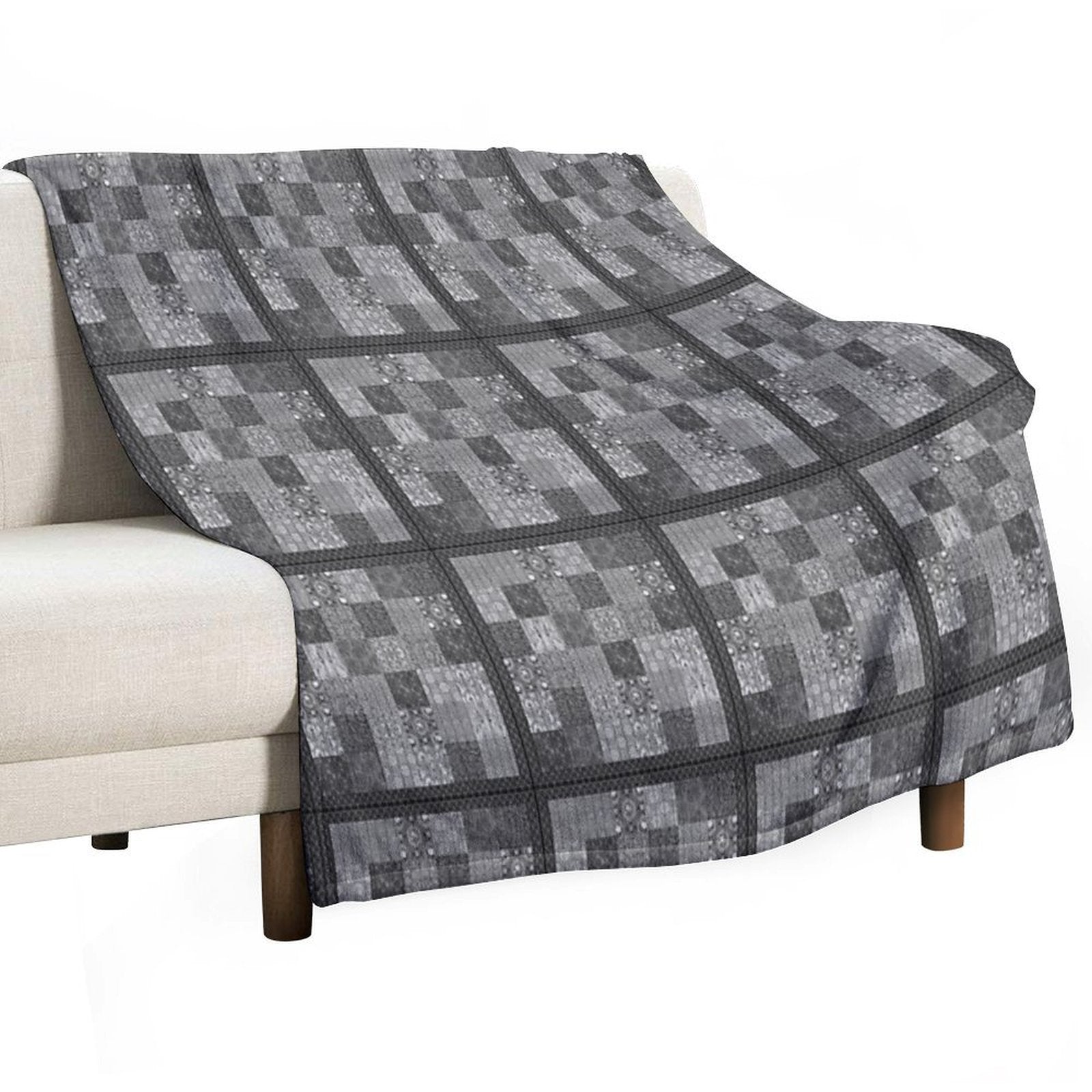 Bohemian Quilt C Plush Throw Blanket
