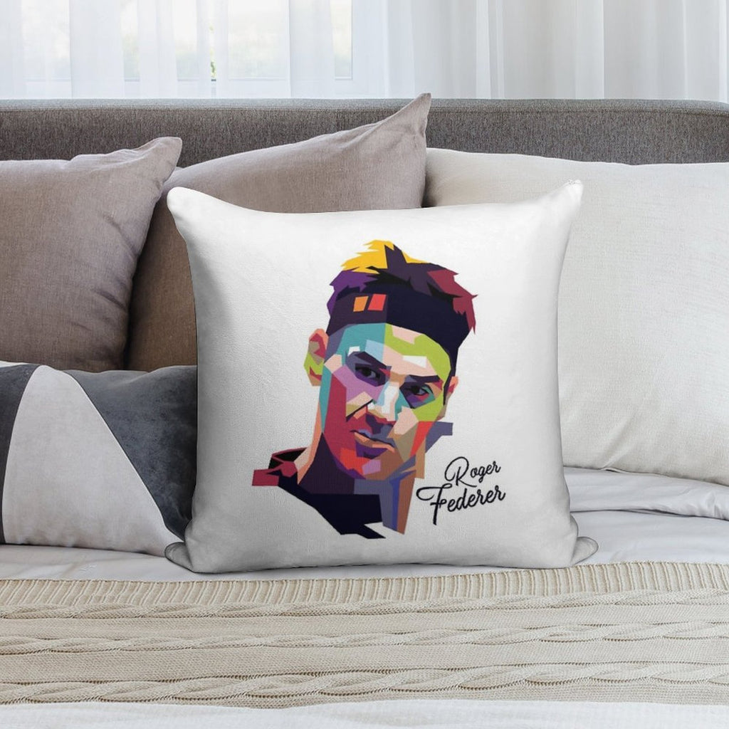 Roger Federer Pop Art Portrait133 Soft Skin-Friendly Throw Pillow