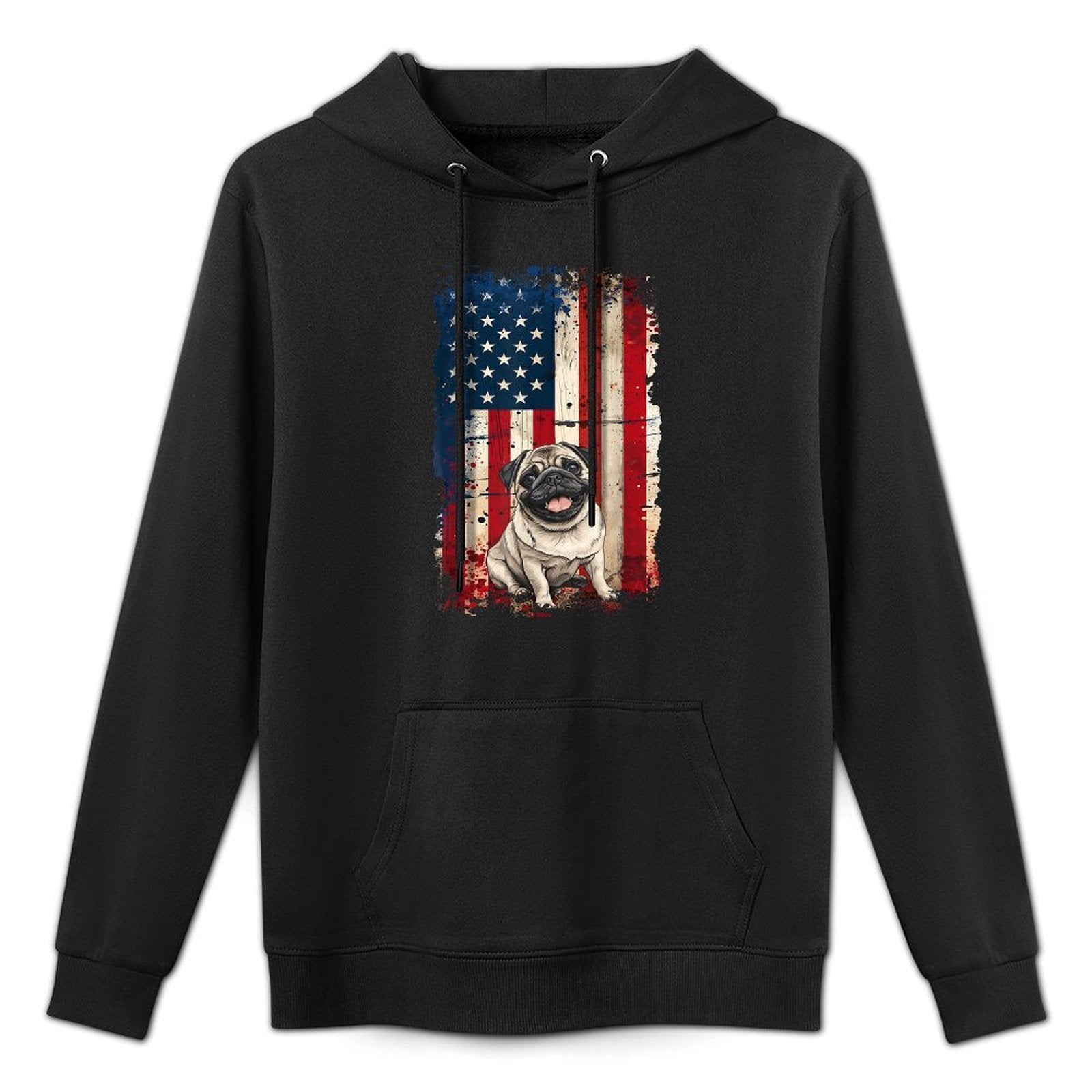 Pug American USA Patriotic 4th of July Unisex Design Hoodie
