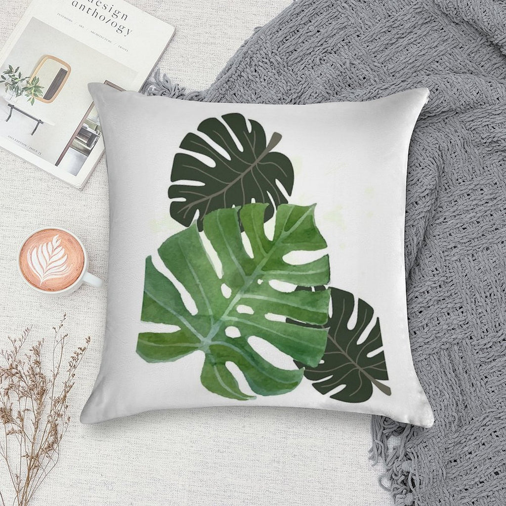 Monstera Leaf Soft Washable Throw Pillow