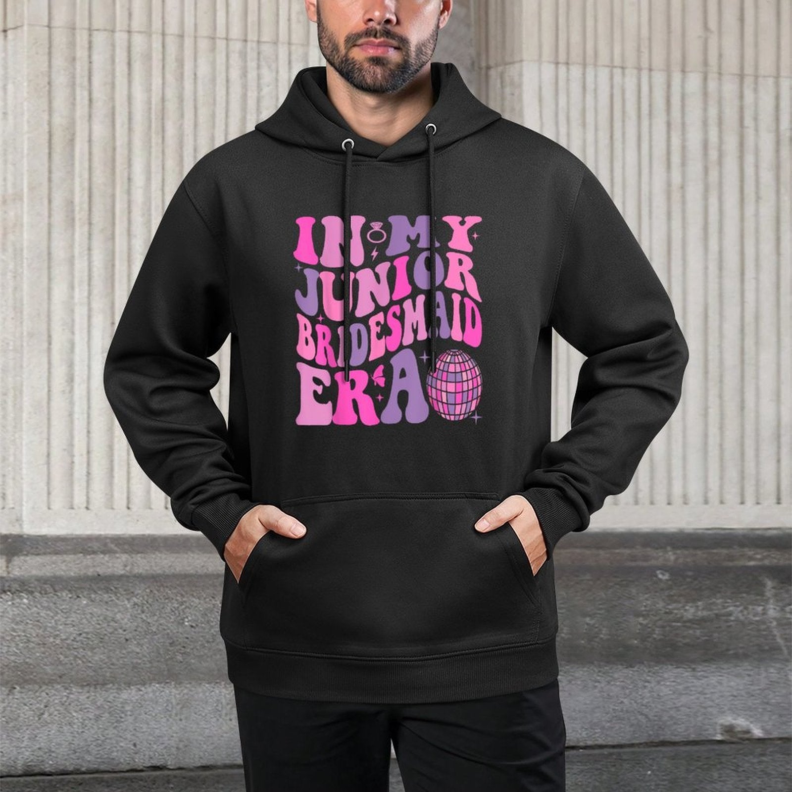 Groovy In My Junior Bridesmaid Era Wedding Bride Engagement Durable Construction Hoodie