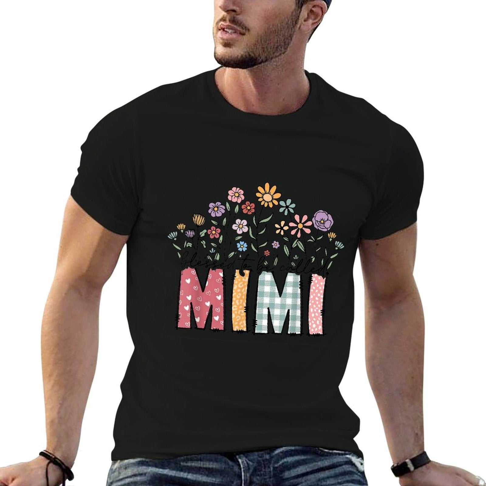Blessed To Be Called Mimi Floral Mothers Day  Vintage-inspired T-Shirt