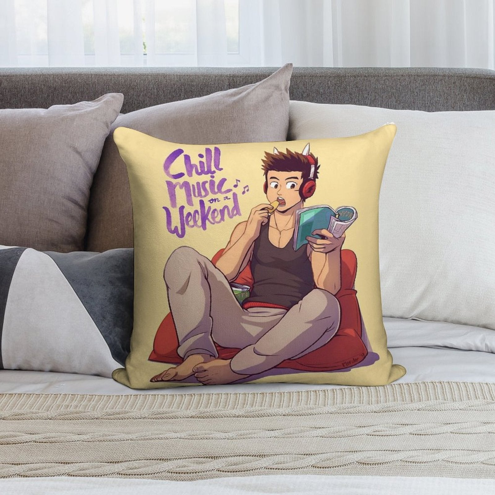 Chill Music on A Weekend Soft Luxury Feel Throw Pillow