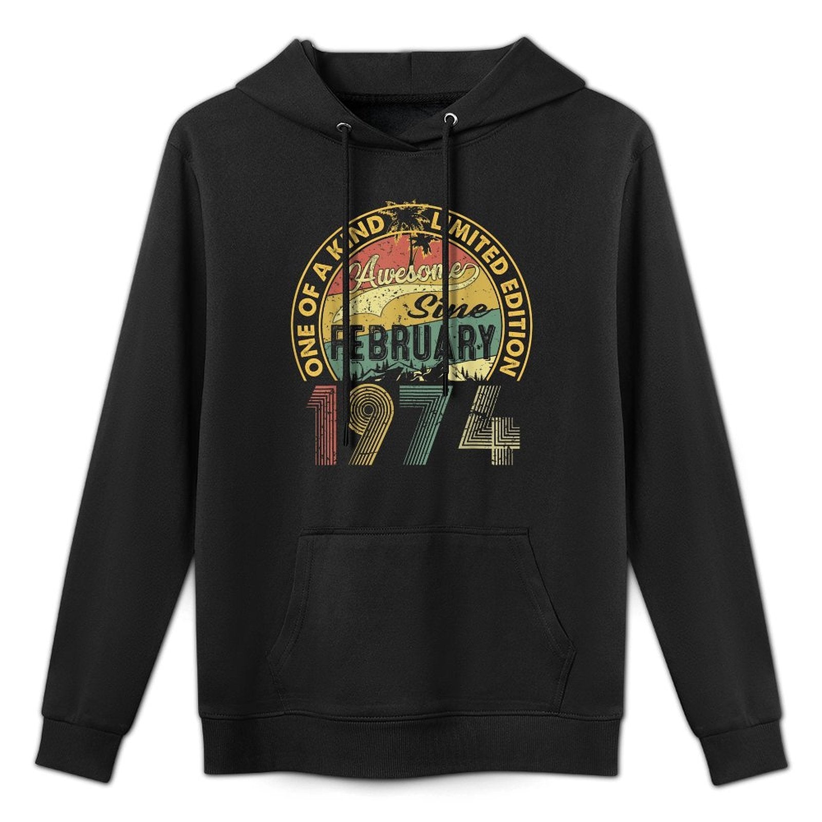 Funny 50 Years Old February 1974 Vintage 50th Birthday Kangaroo Pocket Hoodie