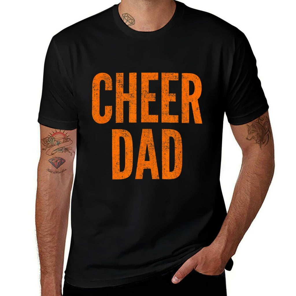 Cheer Dad Orange And Black Cheerleading Matching Parents  Graphic-printed T-Shirt