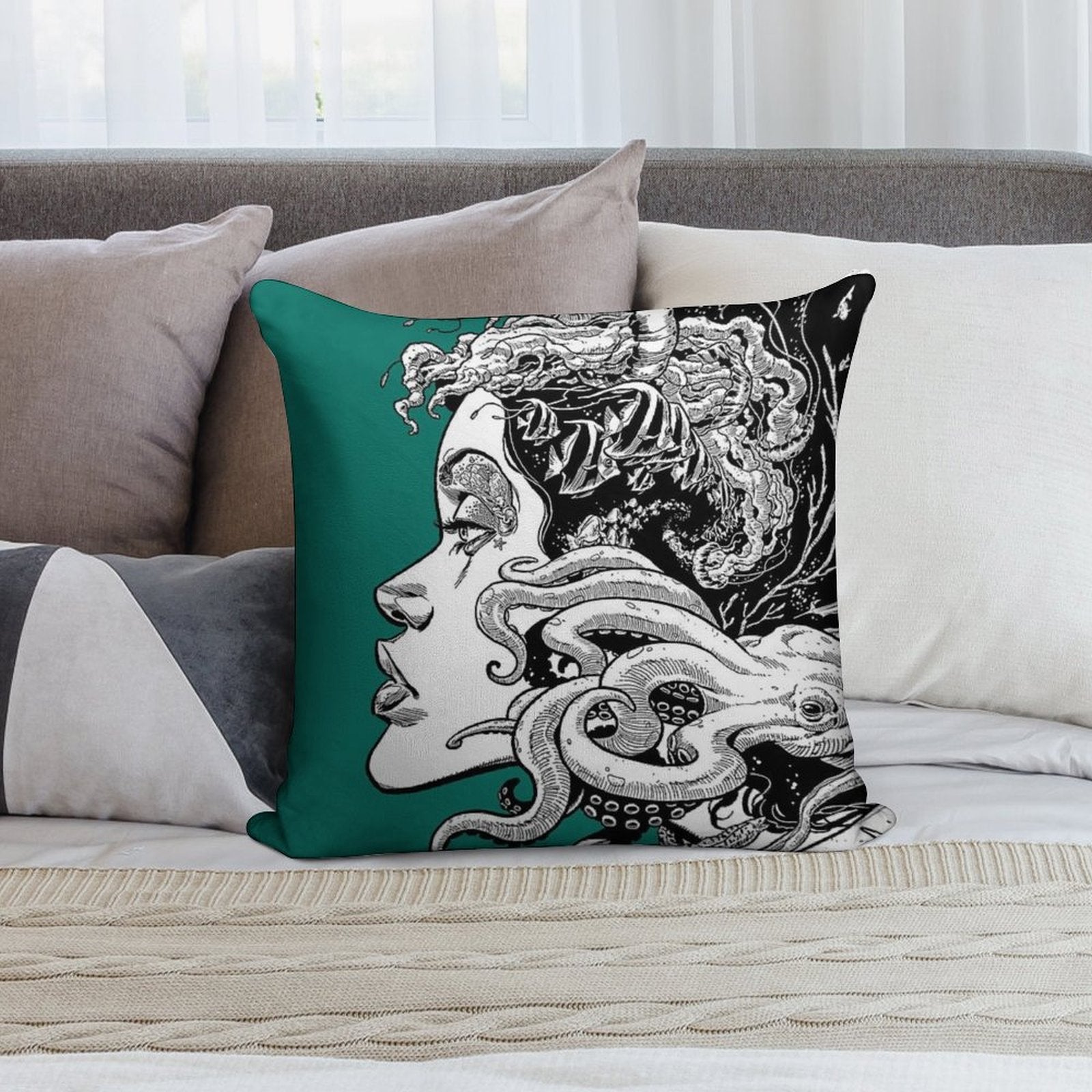 Poseidon's Mistress Alternate Soft Hidden Zipper Throw Pillow