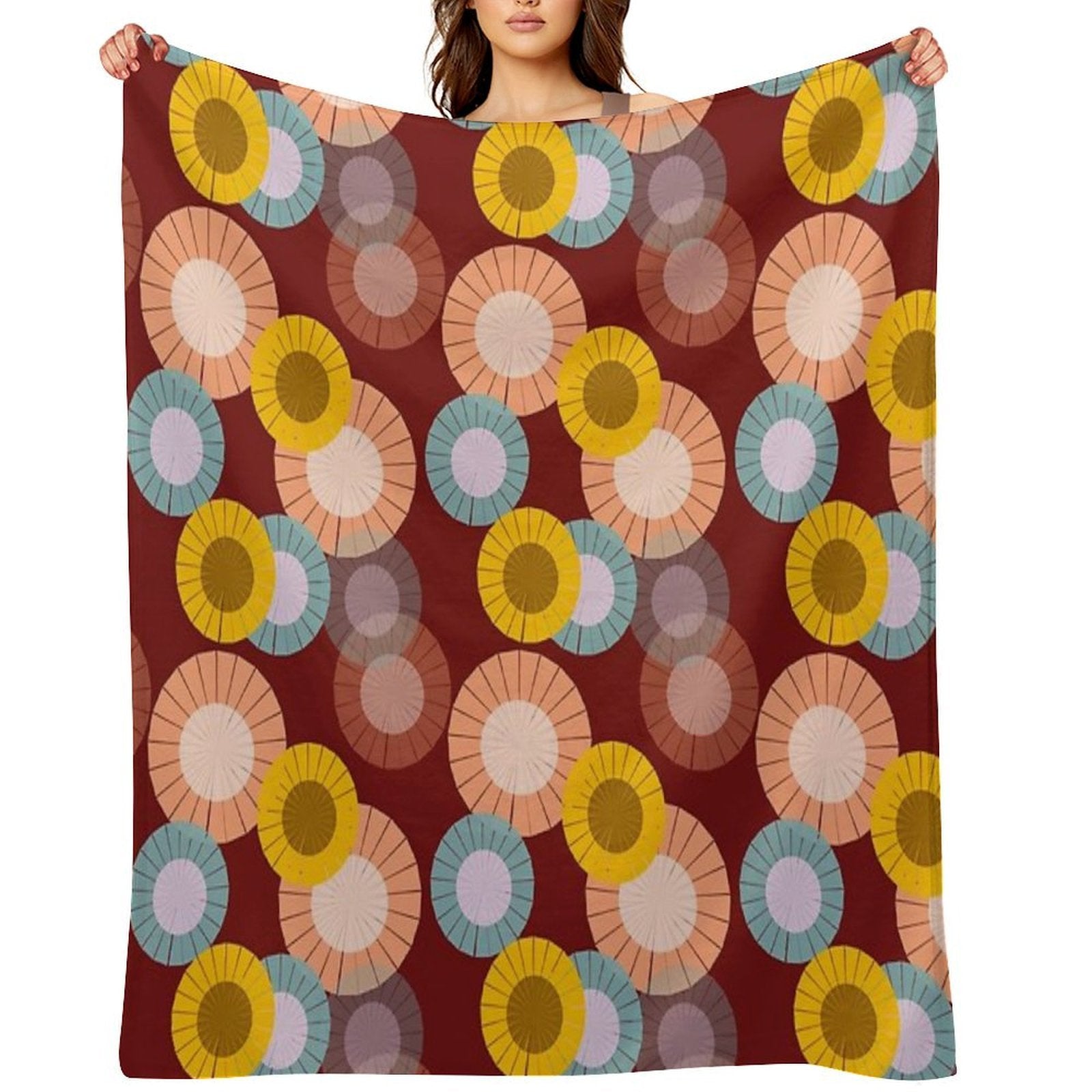 Abstract Floral Pattern Eco-conscious Throw Blanket