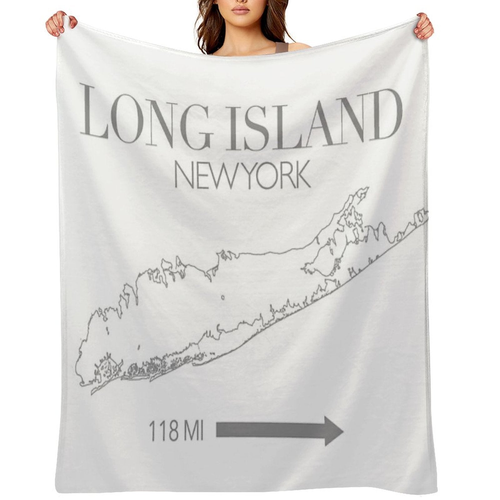 Long Island Map Machine-washable Throw Blanket