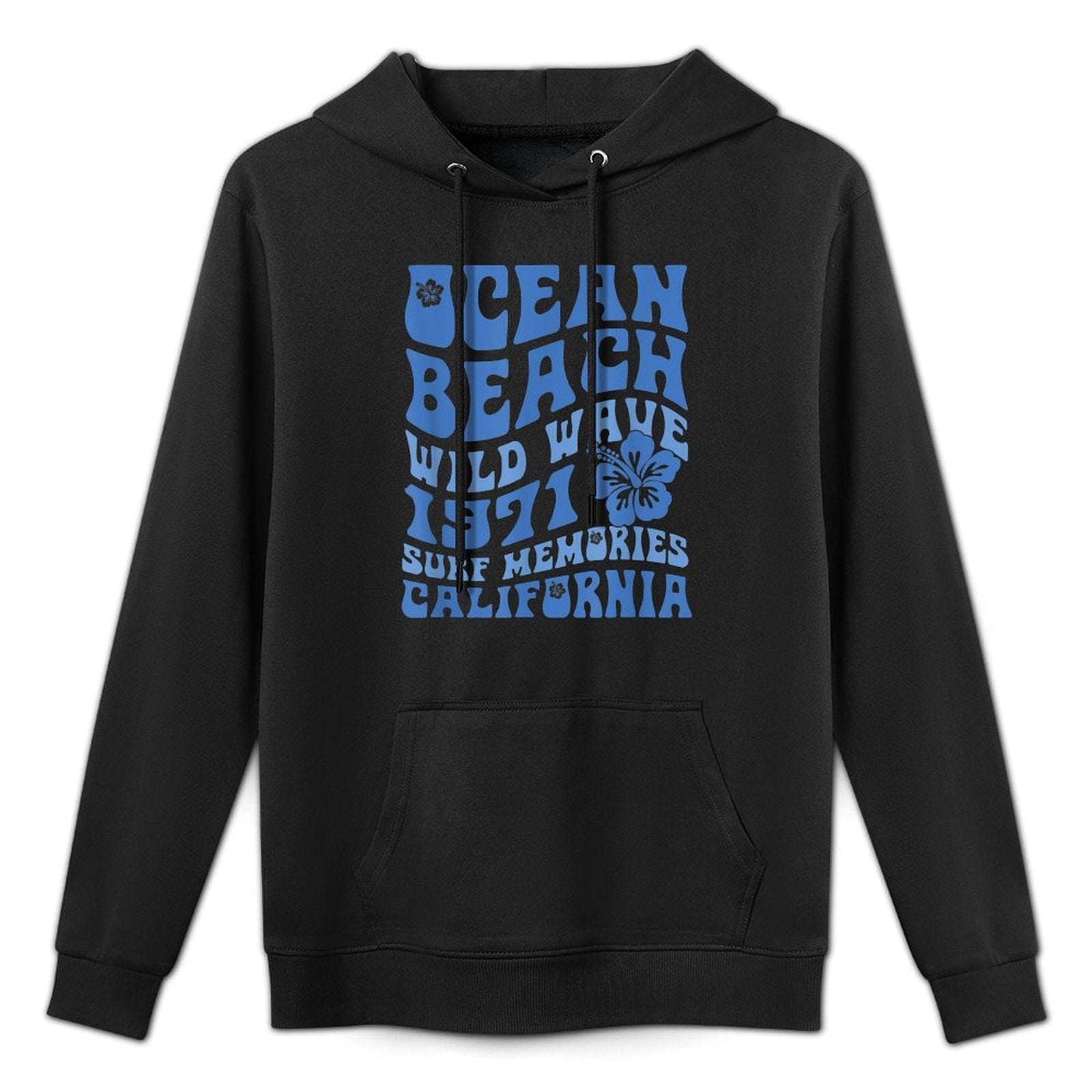 Ocean Beach Wild Wave 1971 Surf Memories On Back Adjustable Hood Hoodie
