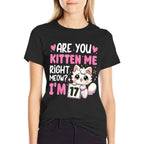 17th Birthday Girls 17yr 17 Year Old Kitten Cat Bday  Durable T-Shirt