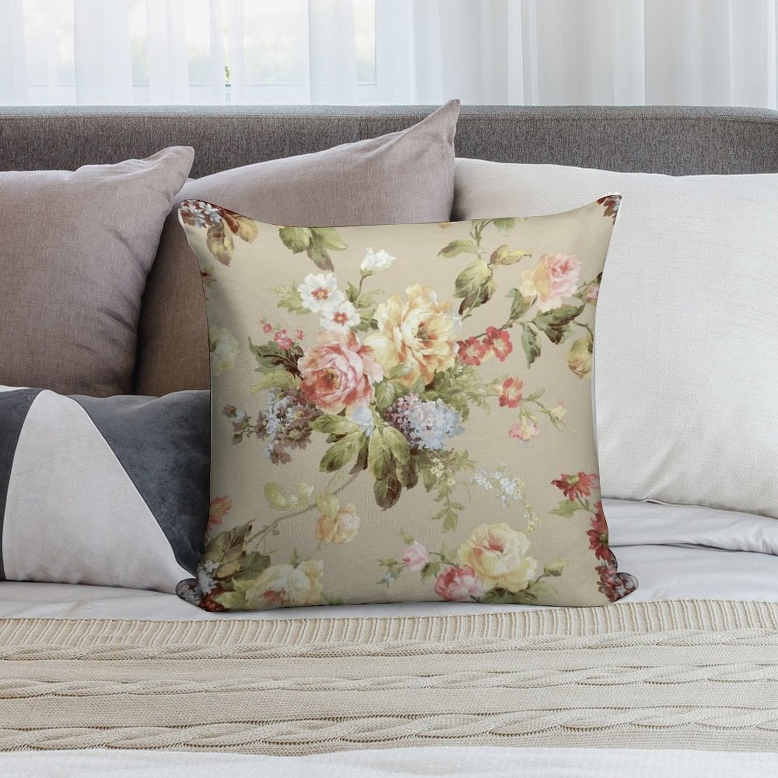 Vintage  Flower Modern Print Art Soft Durable Construction Throw Pillow