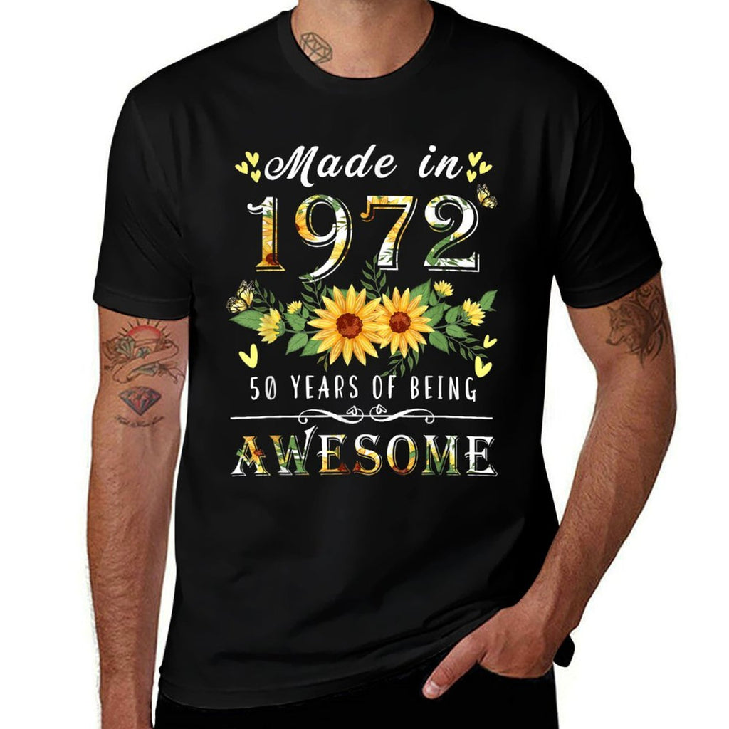Sunflower 50th Birthdays for Women, Floral Best of 1972  Soft T-Shirt