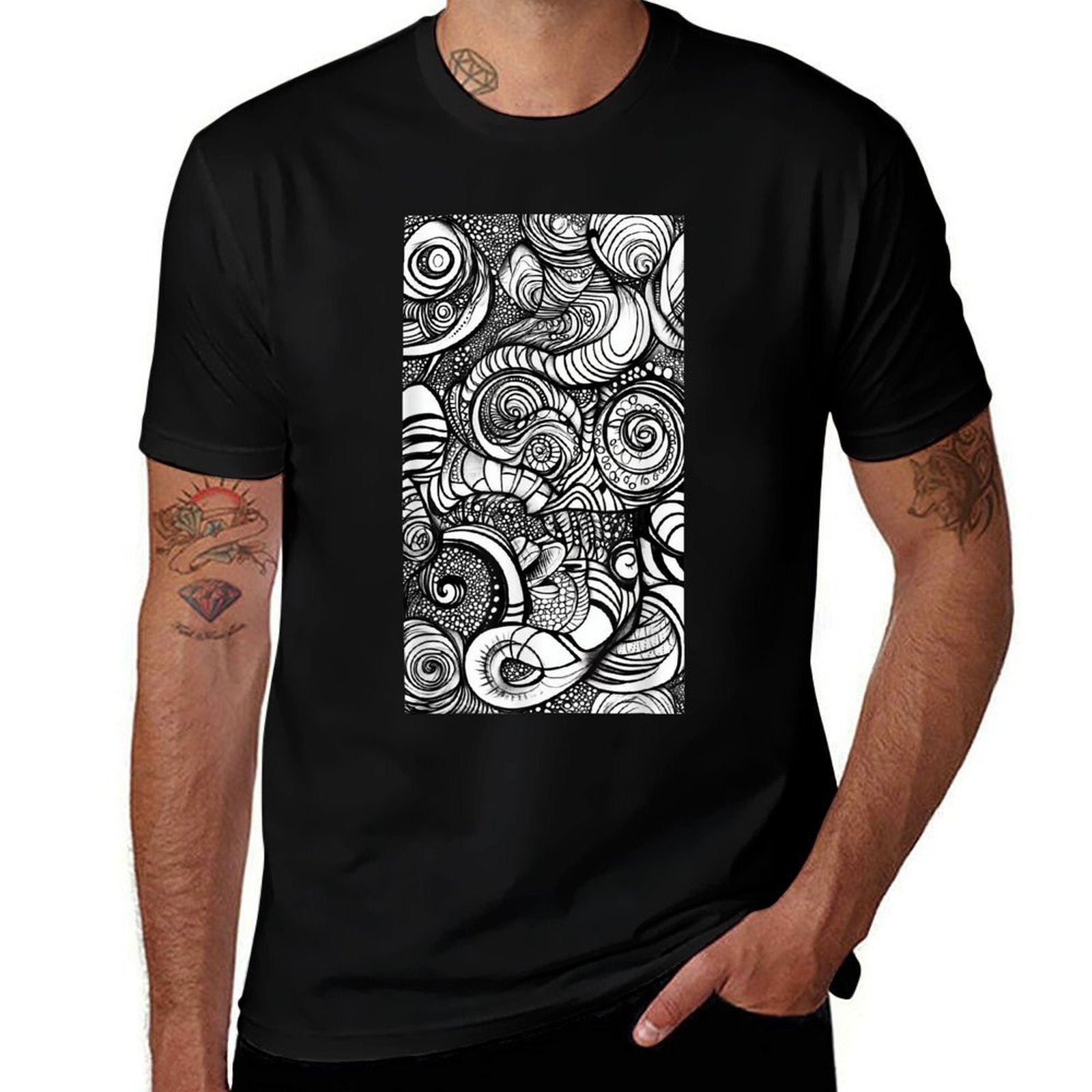 Abstract Art Line Art Swirling Patterns Artistic  Affordable Price T-Shirt