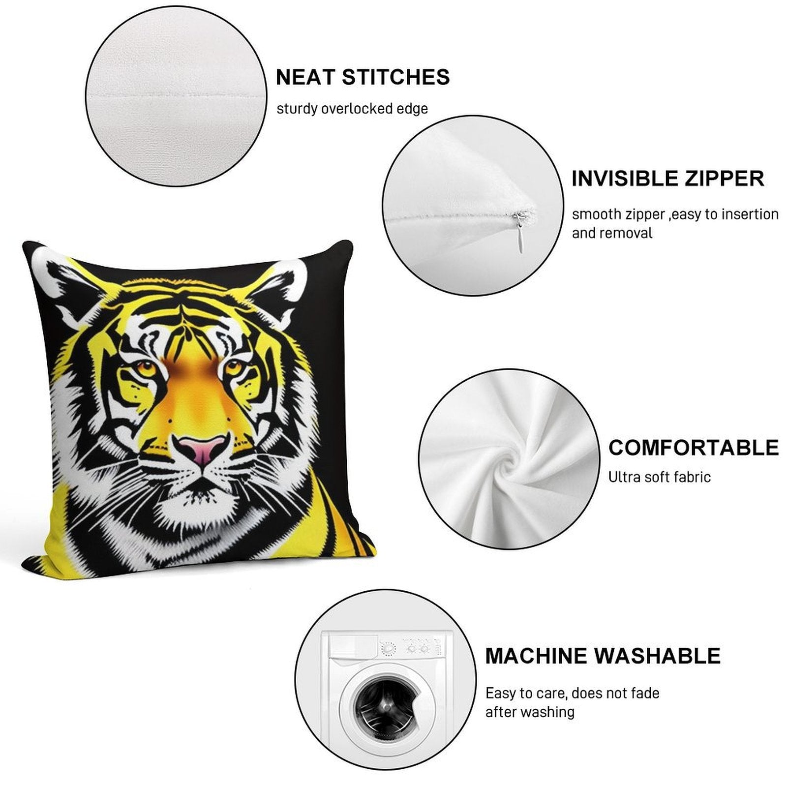 The Tiger Soft Reinforced Edging Throw Pillow
