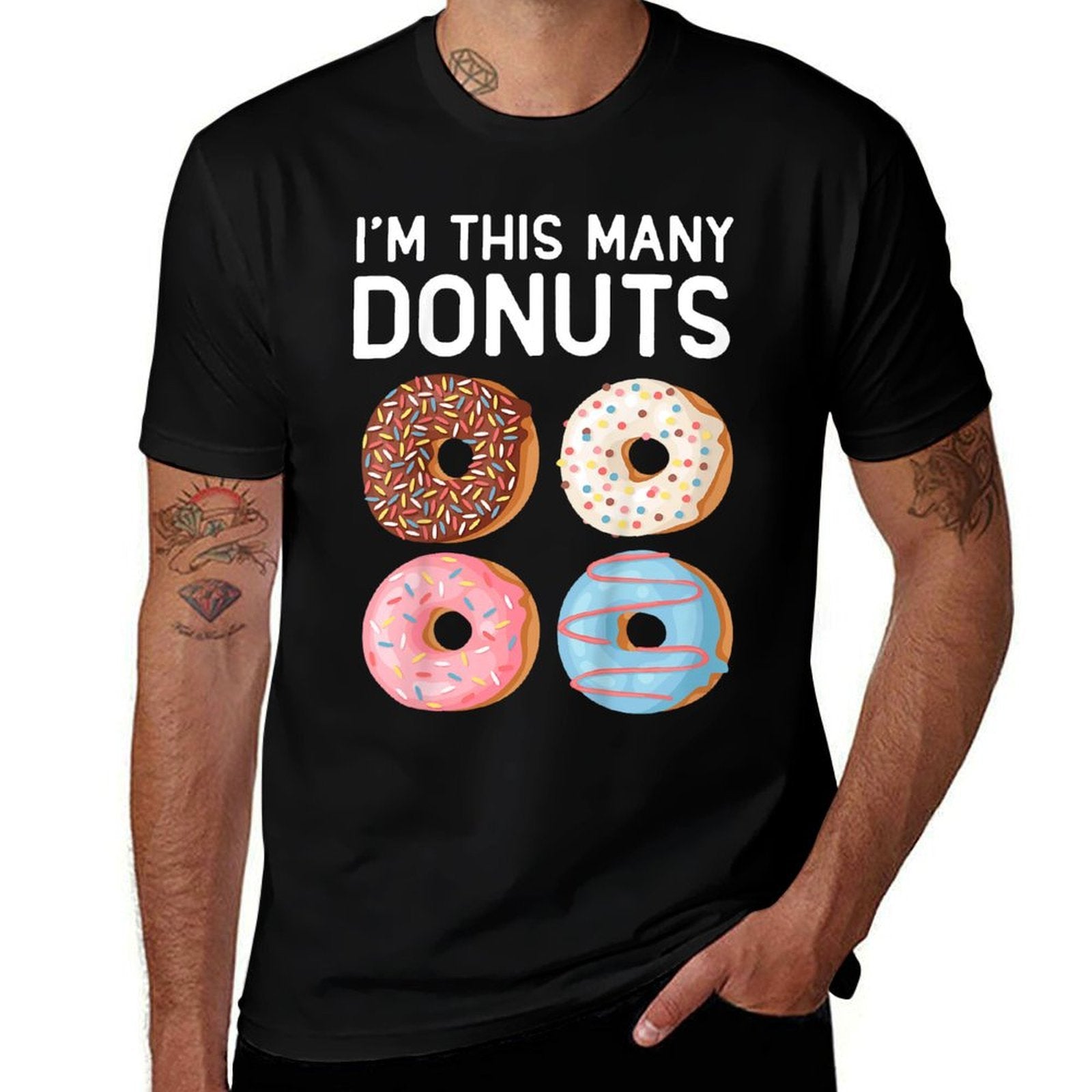Cute Donut 4th Birthday I'm This Many Donuts 4-Year-Old  Eco-friendly Material T-Shirt