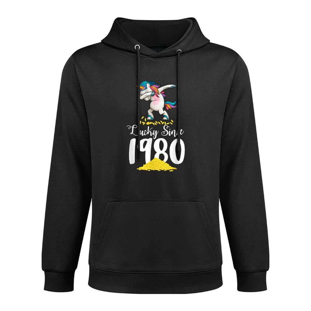 Lucky 1980 Dabbing Unicorn 40th Birthday Gifts for Women Pilling-Resistant Hoodie