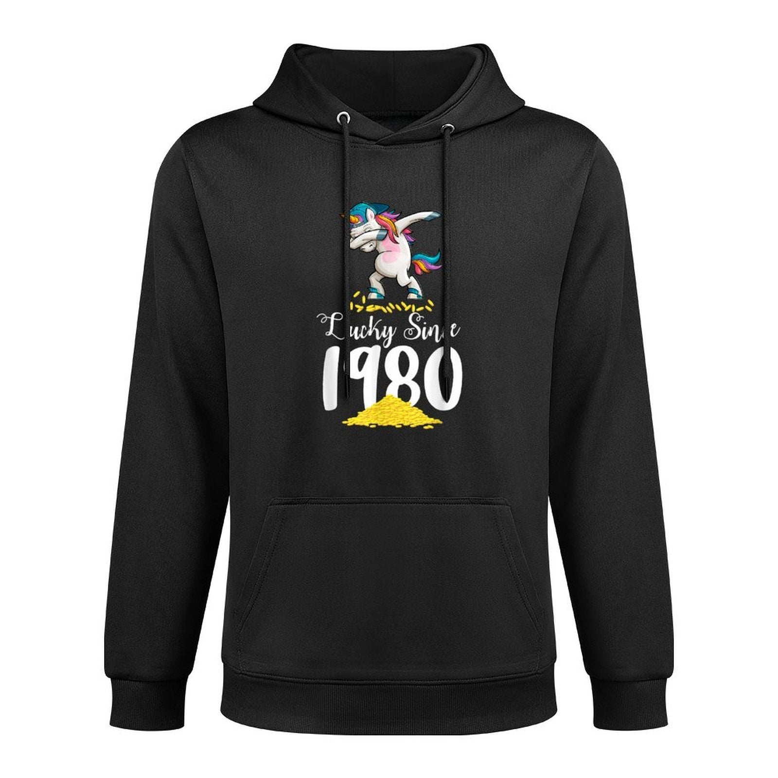 Lucky 1980 Dabbing Unicorn 40th Birthday Gifts for Women Pilling-Resistant Hoodie