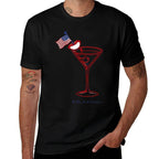4th Of July Funny Hot Dog  Martini  Heathered Texture T-Shirt